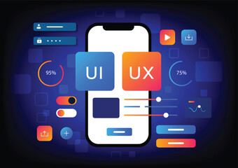 3D Vector illustration of flat style UI or UX design.