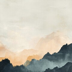 Abstract Mountain Landscape with Soft Pastel Tones and Gradients