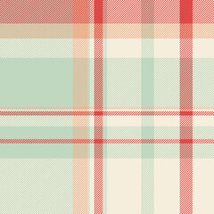 Elegant pastel plaid pattern in soft coral, mint green, and beige.  Perfect for textile design, fashion, or website backgrounds.
