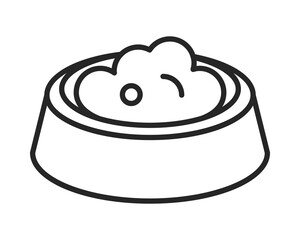 Simple line art of a pet food bowl filled. Represents animal care, domestic life, and feeding. Versatile graphic for websites, apps, and print projects.