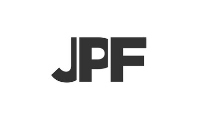 JPF logo design template with strong and modern bold text. Initial based vector logotype featuring simple and minimal typography. Trendy company identity.