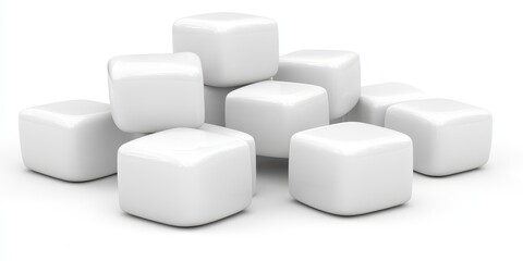 Stacked white cubes,  a 3D geometric arrangement