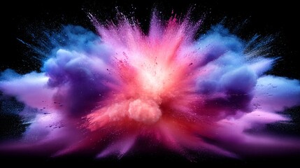Fototapeta premium This 4k abstract background image, titled Space Nebula, presents a 3d illustration and 3d render of space, where a surreal explosion unleashes a myriad of colorful stars and asteroids particles