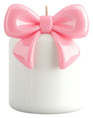 PNG Coquette candle white pink bow.