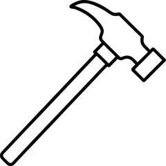 hammer icon line art vector illustration
