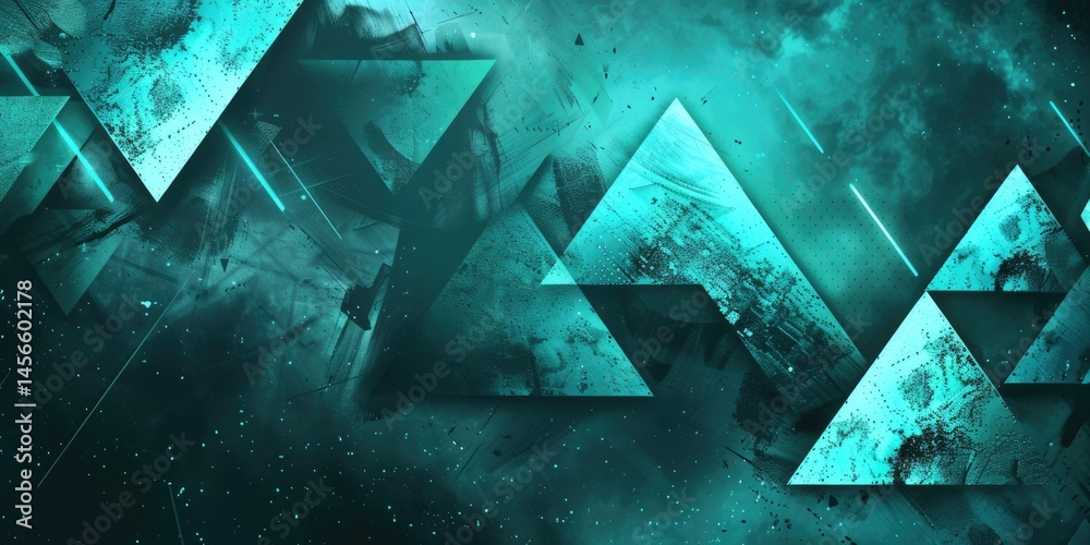 Poster the abstract picture of the green triangle repetitive pattern polygon geometry in the background, ge