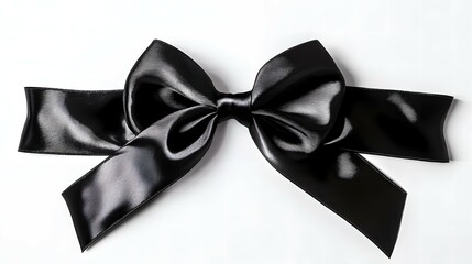 Silk Ribbon with Decorative Bow Isolated on White Background