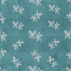 seamless pattern with hand-drawn watercolor flowers on textured watercolor background