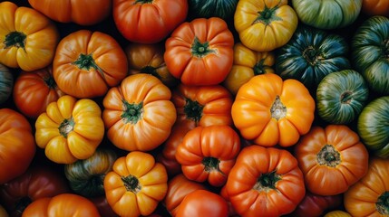 Obraz premium Close-up of a fresh tomato harvest on an organic farm using sustainable agriculture techniques like permaculture and aquaponics, showcasing innovation and growth in eco-friendly.