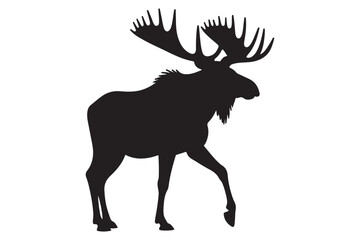Obraz premium Moose Antlers Silhouette | Minimal Vector Illustration for Hunting and Camping Logos
