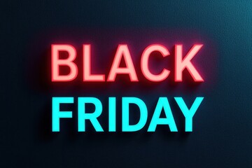 Obraz premium Neon Black Friday Promotion Sign with Bright Glow Effect