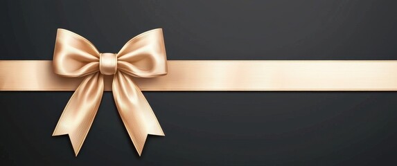 Elegant golden satin bow on a dark background for decorative use