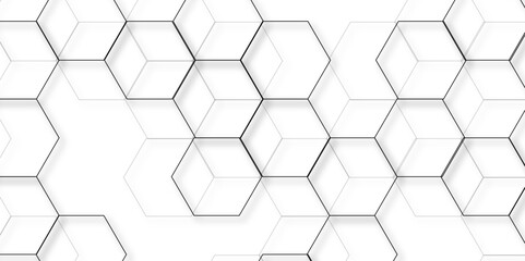 Fototapeta premium Abstract hexagon white background with shadow .white background Futuristic blue neon honeycombs. Modern technology design. Vector illustration.