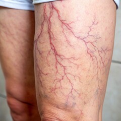Close-Up of Varicose Veins on Leg – Medical Condition and Treatment Insight