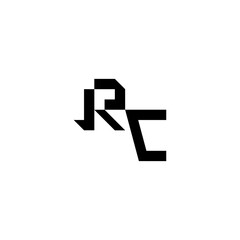sporty style monogram cool minimalist logo RC Initial square concept Alphabet