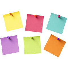 Group Of Colorful Sticky Notes  isolated on a transparent background