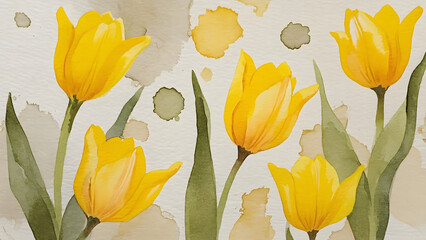 Beautiful tulip illustration in shades of yellow, perfect for spring themed designs, invitations and home decor. textile or wallpapers