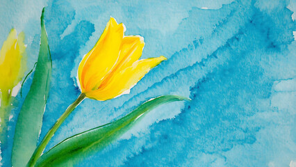 Beautiful tulip illustration in shades of yellow, perfect for spring themed designs, invitations and home decor. textile or wallpapers