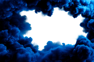 Blue smoke swirling on transparent background for creative design