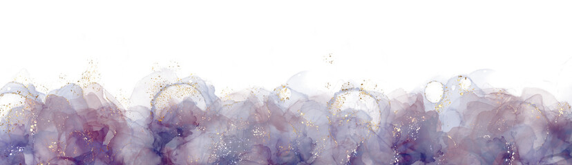 Delicate alcohol ink abstract border, hand drawn liquid floral pattern with multiple layers of ink, png file 