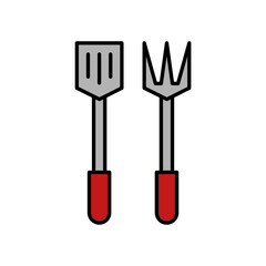Barbecue BBQ Grill Cooking Tools Line Icon Outdoor Summer Party Flat Outline Vector Editable Stroke Easy to Edit