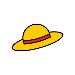 Summer Holiday Fashion Illustration. Straw Hat, Beach, Vacation, Accessory, Sun Object Graphic. Flat Style Isolated Colorful