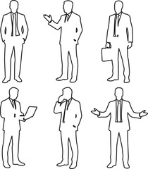set of business people outline icons