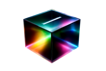 Colorful transparent ballot box with light reflection effects