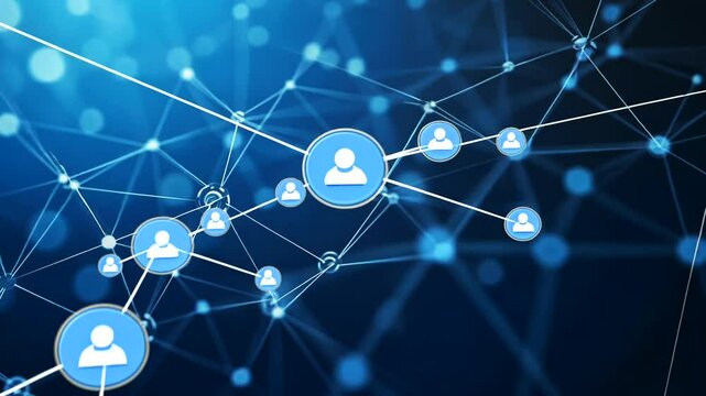 Abstract network graphic with interconnected user icons