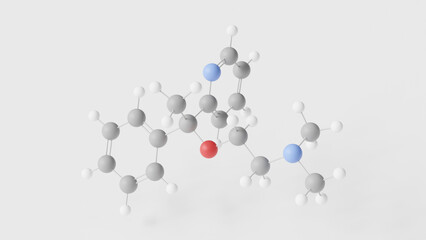 doxylamine molecule 3d, molecular structure, ball and stick model, structural chemical formula antihistamine