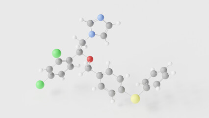 fenticonazole molecule 3d, molecular structure, ball and stick model, structural chemical formula antifungal