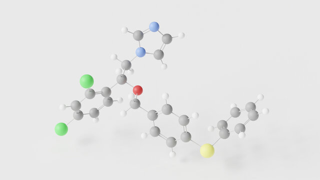 fenticonazole molecule 3d, molecular structure, ball and stick model, structural chemical formula antifungal