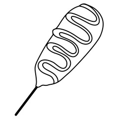 Tasty Corn Dog Sketch, outline illustration