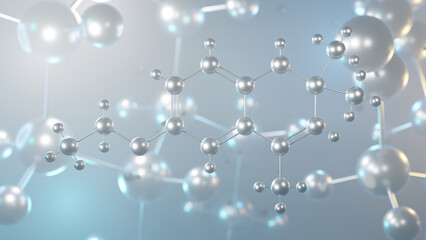 ethoxyquin molecular structure, 3d model molecule, antioxidant structural chemical formula view from a microscope