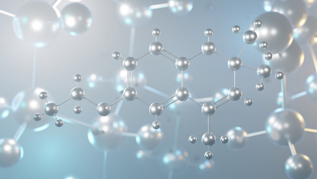 ethoxyquin molecular structure, 3d model molecule, antioxidant structural chemical formula view from a microscope