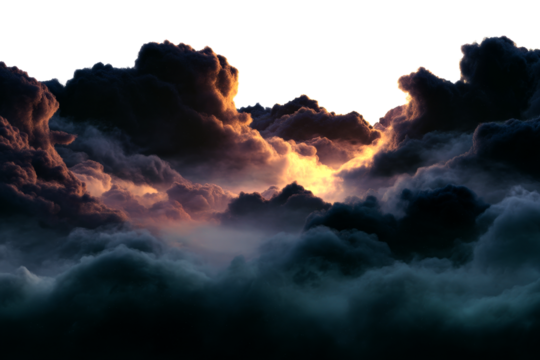 Clouds illuminated by sunset glow in a dramatic sky view