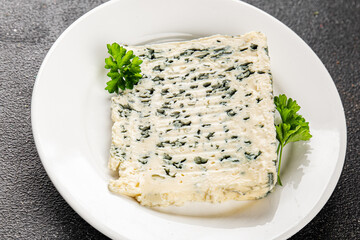 Roquefort cheese gorgonzola Cheese mold natural food dish organic product fresh tasty gourmet food background on the table rustic food top view copy space