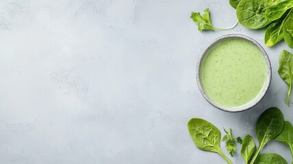 Green smoothie with vibrant spinach, representing nutritious blend supporting wellness and energetic living