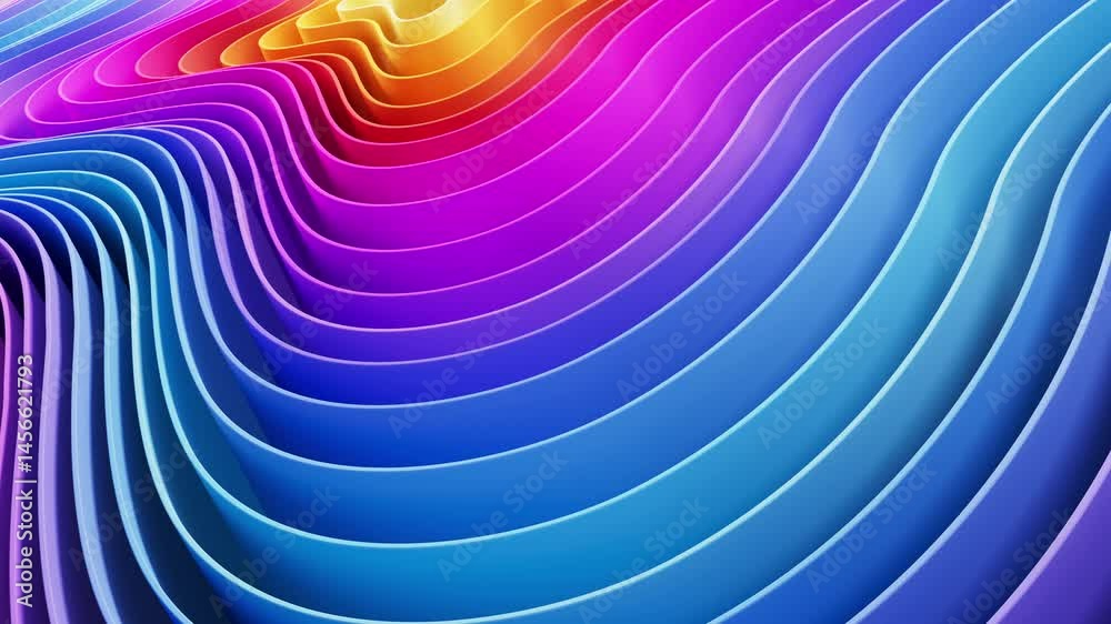 Fototapete 3d motion rendering of an abstract background of smooth lines of multi-color spline waves that move 