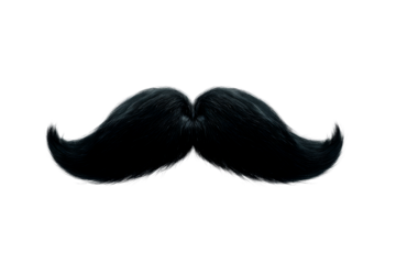 Creative black mustache design with transparent background for use