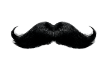 Unique black mustache with a vintage flair and bold style