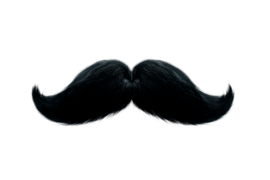 Creative black mustache design with transparent background for use