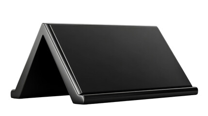 A modern black tablet stand suitable for various environments