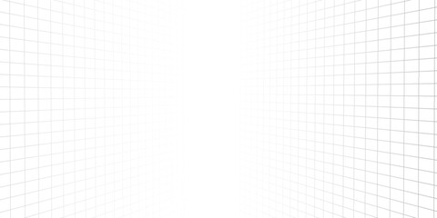 Futuristic grid in perspective projection. Geometric grid and mesh in futuristic style. Abstract wireframe landscape in perspective view. Vector