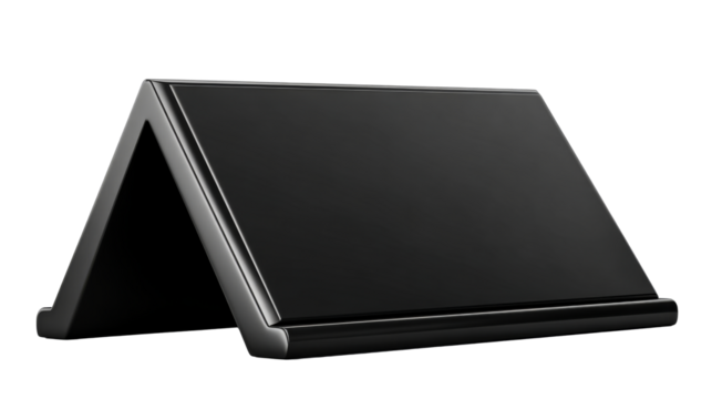 A modern black tablet stand suitable for various environments