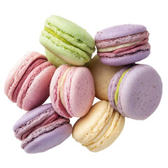 Pastel Assortment Of French Macarons  isolated on a transparent background