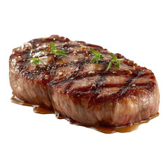 Perfectly Cooked Medium Rare Steak With  isolated on a transparent background