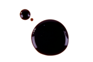spilled, splashes soybean sauce isolated on white, transparent background. png image