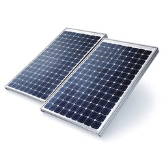 Two solar panels for renewable energy generation isolated on white background