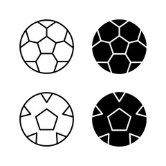 Vector icon set depicting soccer balls, ideal for sports and recreation designs.